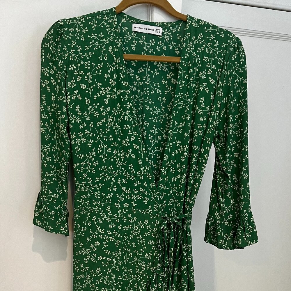 Faithfull the Brand Carmel Dress Violette Print Green - Size S